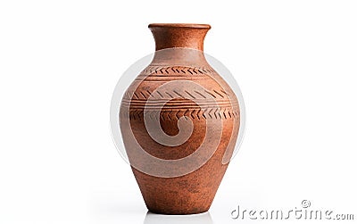 Handcrafted Clay Pot on White Background Stock Photo