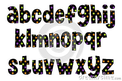 Handcrafted Halloween Party Letters. Color Creative Art Typographic Design Vector Illustration