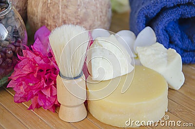 HANDCRAFTED SOAP COCONUT NATURALS Stock Photo