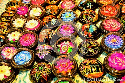 Handcrafted soap flowers at night market in Thailand Editorial Stock Photo