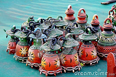 Handcrafted traditional hanging lalten lamp Stock Photo