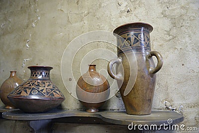 Handcrafted traditional pottery vessels at the Tianguez Cultural Center, Plaza de San Francisco, Quito, EC Stock Photo