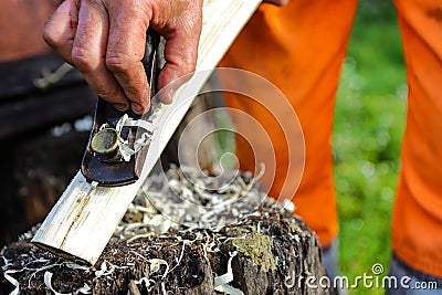 Handcrafts with wood Stock Photo