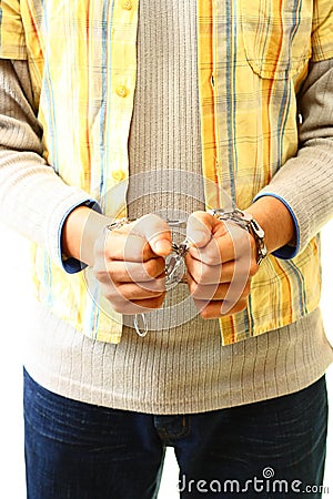 Handcuffed Young Suspect Stock Photo