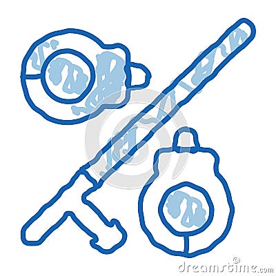 handcuffs and bats doodle icon hand drawn illustration Vector Illustration