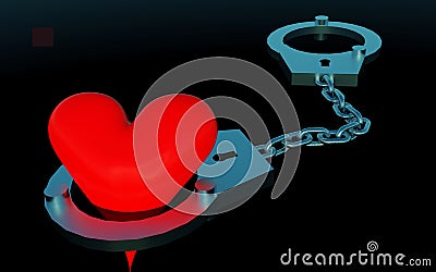 Handcuffs and heart symbol Stock Photo