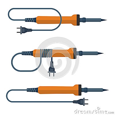 Soldering iron, vector illustration, flat design. Vector Illustration