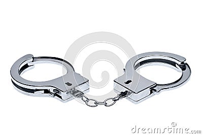 Handcuffs isolated on white Stock Photo