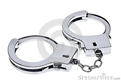 Handcuffs isolated on white Stock Photo