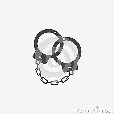 Handcuffs monochrome icon. Vector illustration. Vector Illustration