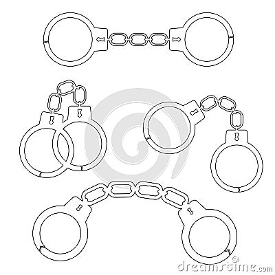 Handcuffs set cartoon vector Vector Illustration