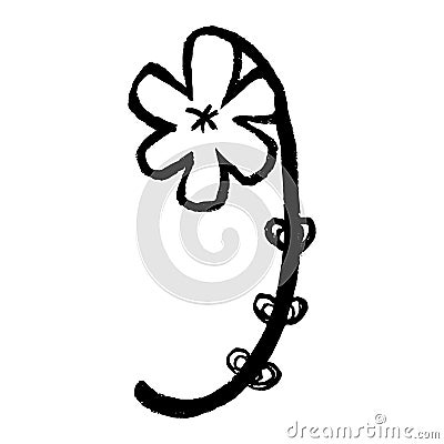 Handdrawn arabic numerals. Number 9 - floral element of numbers made from hand drawn flowers for your lettering design. Stock Photo