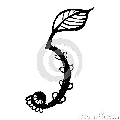 Handdrawn arabic numerals. Number 5 - floral element of numbers made from hand drawn flowers for your lettering design Stock Photo