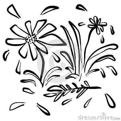 Handdrawn artistic wild plant flower illustration in doodle style Vector Illustration