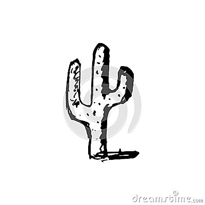 Handdrawn cactus doodle icon. Hand drawn black sketch. Sign symb Vector Illustration