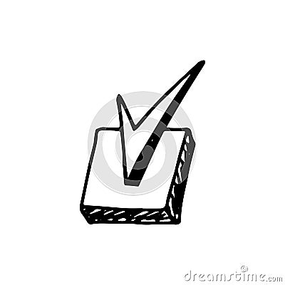 Handdrawn chek mark doodle icon. Hand drawn black sketch. Sign s Vector Illustration