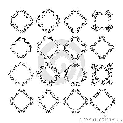 Handdrawn decorative frames isolated on white background Vector Illustration