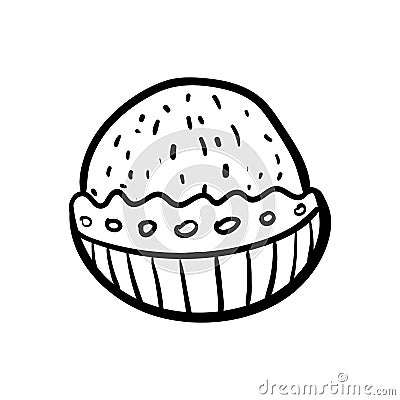 Handdrawn doodle cake icon. Hand drawn black sketch. Sign symbol Vector Illustration