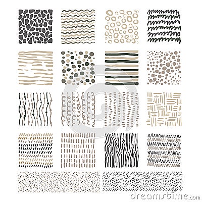 Handdrawn Doodle Textures, Black and White Vector Vector Illustration