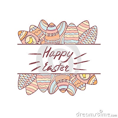 Handdrawn Easter frame with greeting Vector Illustration