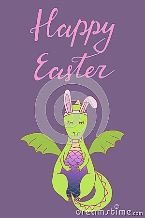 Handdrawn Easter greeting card Vector Illustration