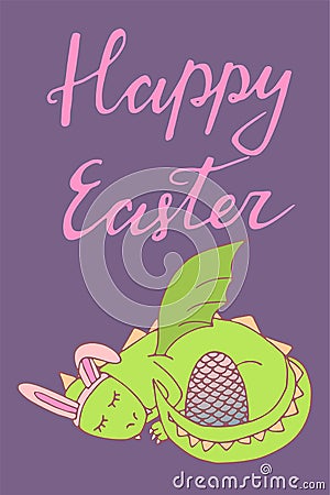 Handdrawn Easter greeting card Vector Illustration