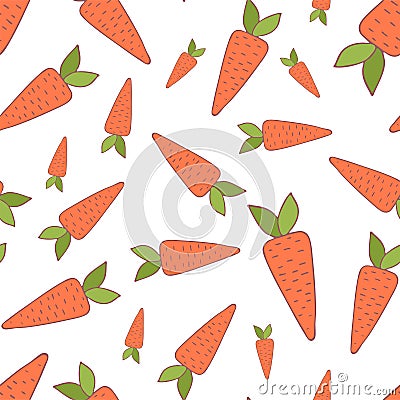 Handdrawn easter seamless pattern wit carrot Vector Illustration