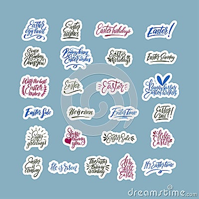 Handdrawn Easter vector lettering set. Vector Illustration