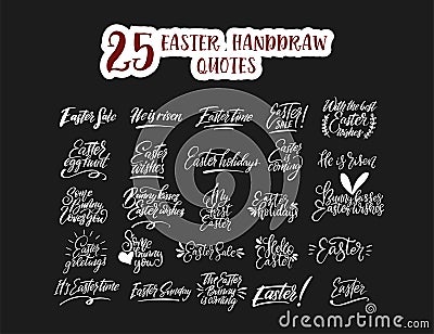 Handdrawn Easter vector lettering set. Vector Illustration