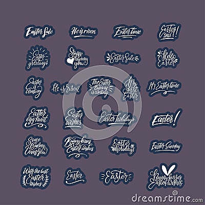 Handdrawn Easter vector lettering set. Vector Illustration