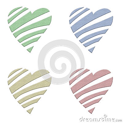 Illustration of four sliced hearts Cartoon Illustration