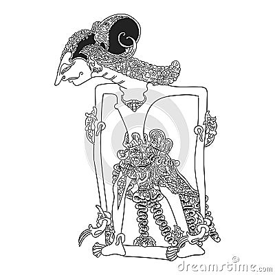 Wayang Kulit Indonesian Puppet Vector Illustration