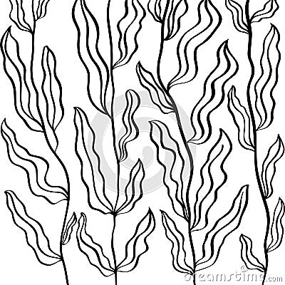 Handdrawn Leaf Pattern Background. Floral Illustration Stock Photo