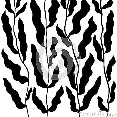 Handdrawn Leaf Pattern Background. Floral Illustration Stock Photo