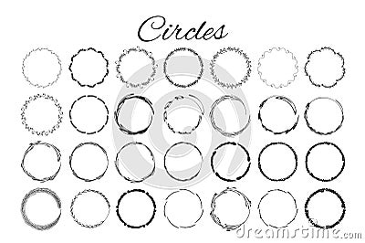 Handdrawn logo elements with circles Vector Illustration