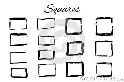 Handdrawn logo elements with squares Vector Illustration