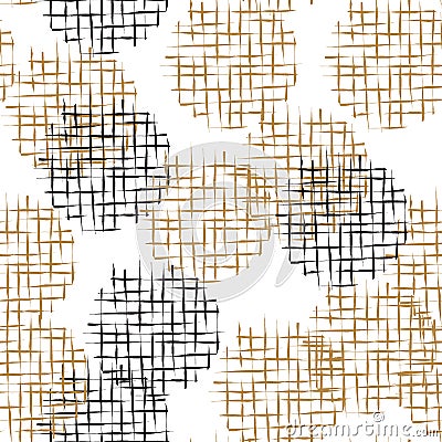 Handdrawn scribble grid textured circles seamless pattern Vector Illustration
