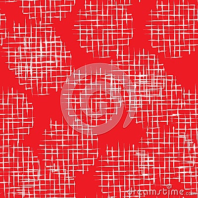 Handdrawn scribble grid textured circles seamless pattern Vector Illustration
