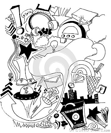 Handdrawn urban music illustration Vector Illustration