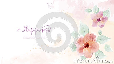 Handdrawn watercolor design with flower and leaves Vector Illustration