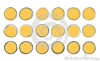 Handdrawn Yellow Circles Vector Illustration