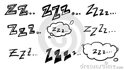 Handdrawn zzz symbol for doodle sleep illustration vector Vector Illustration