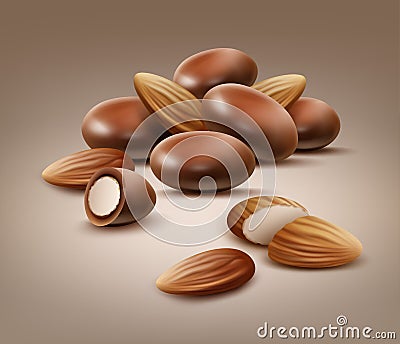 Handful of almond nuts Vector Illustration