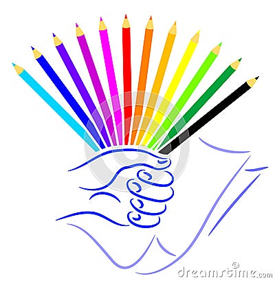 Handful colour pencils Vector Illustration