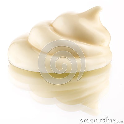 Handful of mayonnaise. Swirl on white. Clipping path. Stock Photo