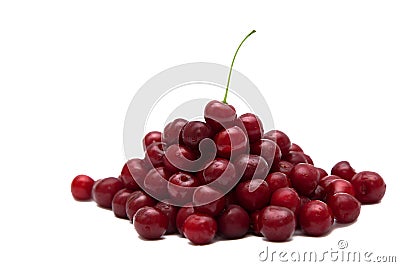 Handful of a red cherry on a white background Stock Photo