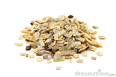 Handful of small wooden chips for smoking Stock Photo