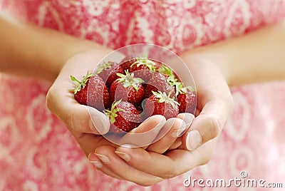 Handful of Strawberries Stock Photo