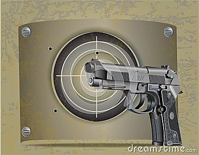 Handgun Beretta Elite with target Cartoon Illustration