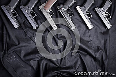 Handguns.Close up. Stock Photo